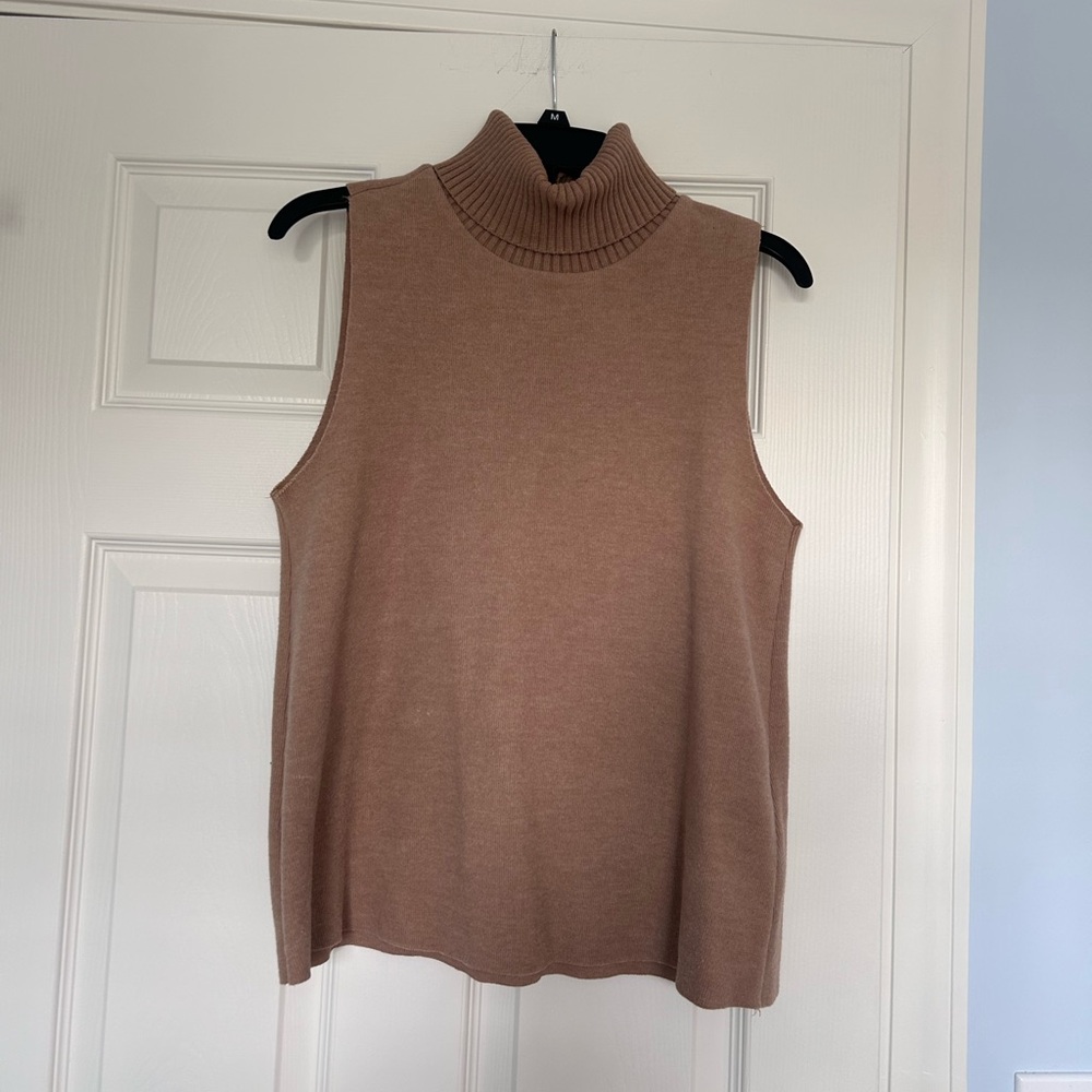 Zara Beige Sleeveless Turtleneck Sweater